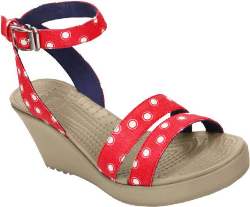 crocs女鞋凉鞋夏季高跟坡跟帆布面甜美轻质正品680773