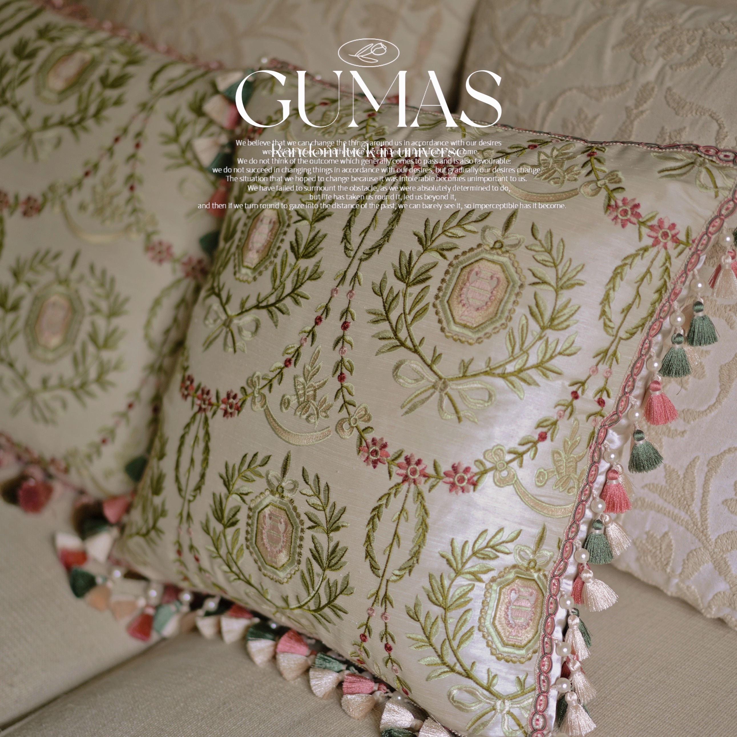 法式流苏刺绣沙发靠枕GUMAS