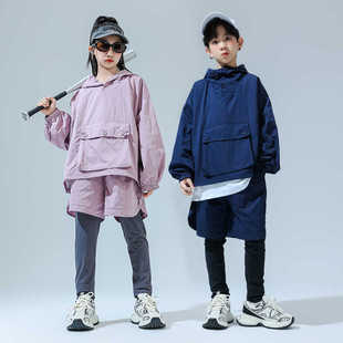儿童潮服套装少儿运动跑酷服装男女童户外登山服两件套街舞演出服