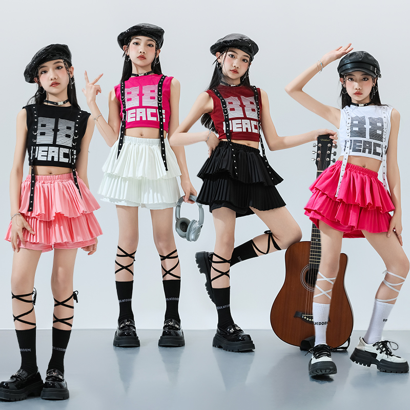女童爵士舞服装套装儿童演出服