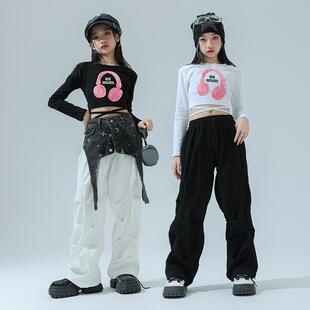 少儿爵士舞服装潮服演出服套装女团舞蹈露脐练功服女童街舞表演服