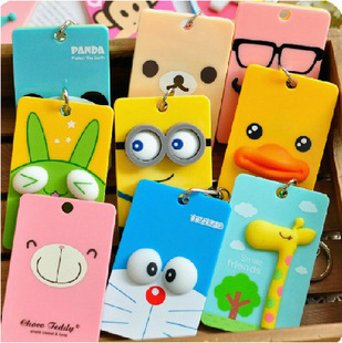 卜沐卡通长颈鹿方形立体卡套小黄鸭 胡子叮当猫公交卡套亚克力