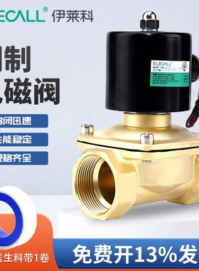 伊莱科2w160常闭4分220v电磁水阀铜线圈24v12v常开电磁阀进水阀门