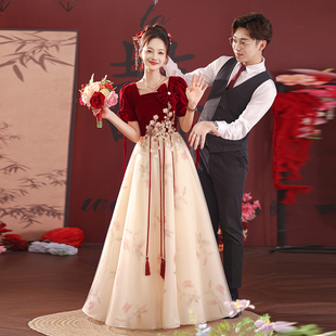 大码敬酒服新娘2025新款结婚订婚宴礼服裙女婚服高级感回门夏季