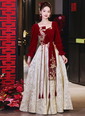 大码敬酒服新娘2025新款订婚礼服裙结婚当天便装新中式回门服高端