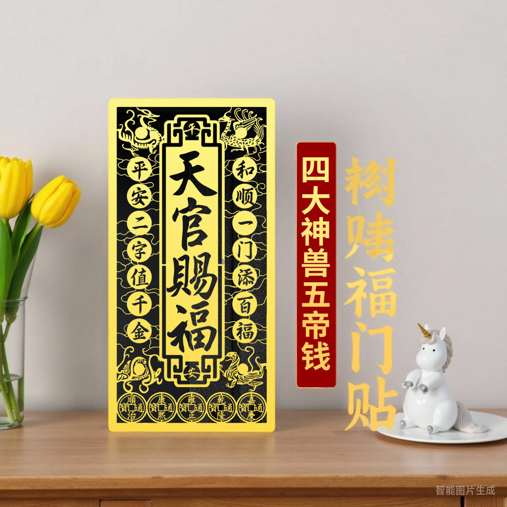天官赐福解决大门对门金属竖贴纸