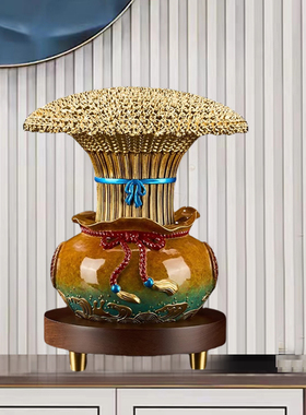 一定大麦摆件开业礼创意铜