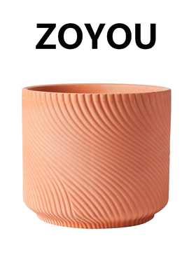 斜纹陶瓷花盆红陶土透气花盆带接水盘简约绿萝盆客厅阳台花园庭院