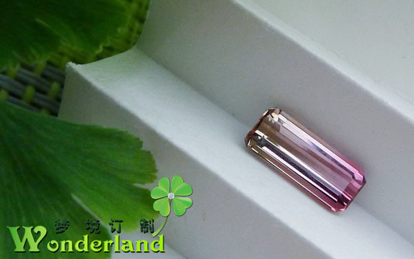 天然精品桃红色碧玺电气石彩色宝石长方形戒指环面吊坠项链裸石