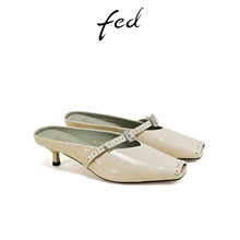 fed法式穆勒鞋夏季新款女鞋包头半拖白色懒人凉拖女S0515-ZCA578
