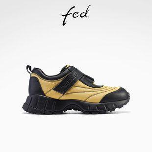 fed元气户外女鞋秋羊皮垫厚底复古休闲鞋女德训鞋运动玛丽珍鞋女