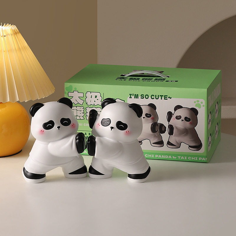 卡通创意太极熊猫书挡树脂摆件情侣玩偶家居客厅电视柜装饰工艺品,家居饰品,国学摆件,淘宝优惠券,粉丝福利购,淘宝优惠卷
