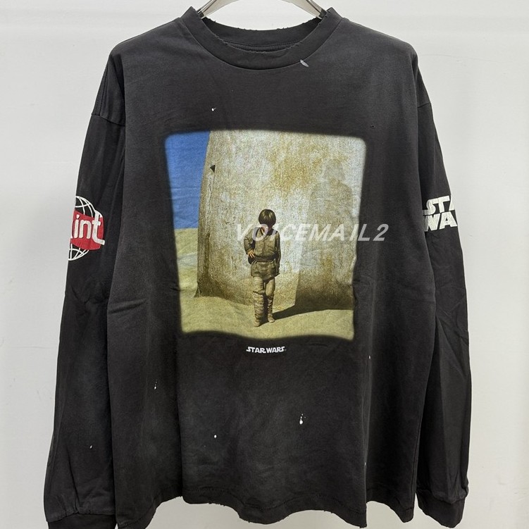 NIC SAINT MICHAEL long sleeve tee星战VTG做旧裂印长袖T恤