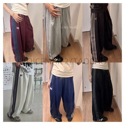 Needles Track Pants HD Poly Smooth蝴蝶刺绣宽版阔腿长裤气球裤