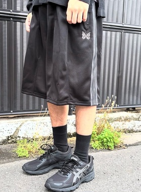 NEEDLES H.D TRACK BAGGY SHORTS别注款蝴蝶阔腿短裤休闲7分中裤