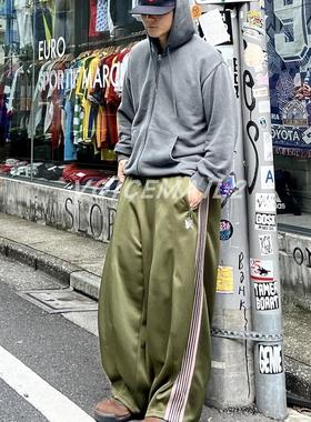 NEEDLES TRACK蝴蝶HD条纹织带长裤ins宽版日潮复古运动阔腿胖胖裤