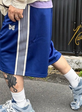 NEEDLES H.D TRACK PANTS SHORTS别注款蝴蝶阔腿短裤休闲7分中裤