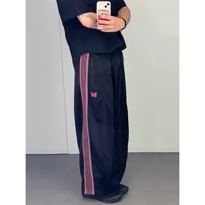 NEEDLES TRACK PANTS HD蝴蝶阔腿裤美式复古织带街舞嘻哈休闲长裤