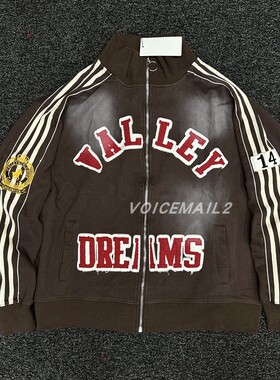 Retro loose jacket sweatshirt zip up hoodie水洗立领拉链卫衣