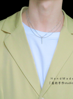 双层挂链男项链潮搭配拼接设计