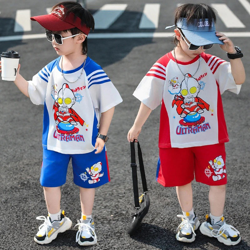 奥特曼男童夏季运动套装儿童卡通风短袖短裤两件套2026新款洋气潮
