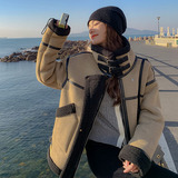 加厚长袖中长款皮毛一体机车服现货P185K268，女装皮草，铱本正襟