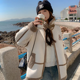 现货皮毛一体立领长袖宽松纯色外套P185K268，女装皮草，铱本正襟