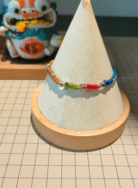 超美韩代定制mars25小众S925纯银蓝色手工编织叠戴手绳基础款手链