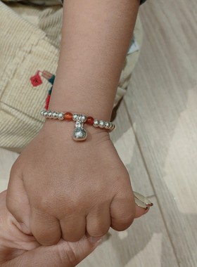 正品S925纯银圆珠子韩版情侣手链男女款佛珠银饰珠子手链宝宝礼物