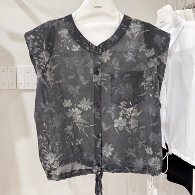 夏装新款时尚显瘦无袖碎花背心女