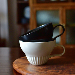 景德镇手作中古珠光釉漂亮的咖啡杯高温陶瓷法式复古杯子纯色简约