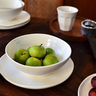 简约素白瓷土原色沙拉碗面碗手捏肌理6.5英寸大饭碗高级感餐具