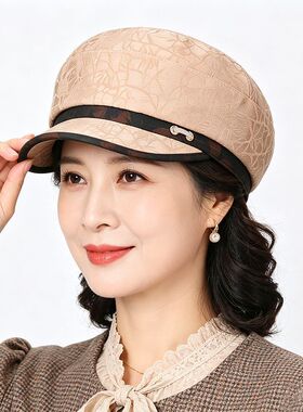 中老年帽子女春秋夏天妈妈鸭舌帽老人薄款布帽奶奶老太太时装帽子