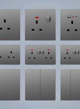 13a电制插座usb曲架面板 灯制开关146型双联家用暗装无框开关灰色