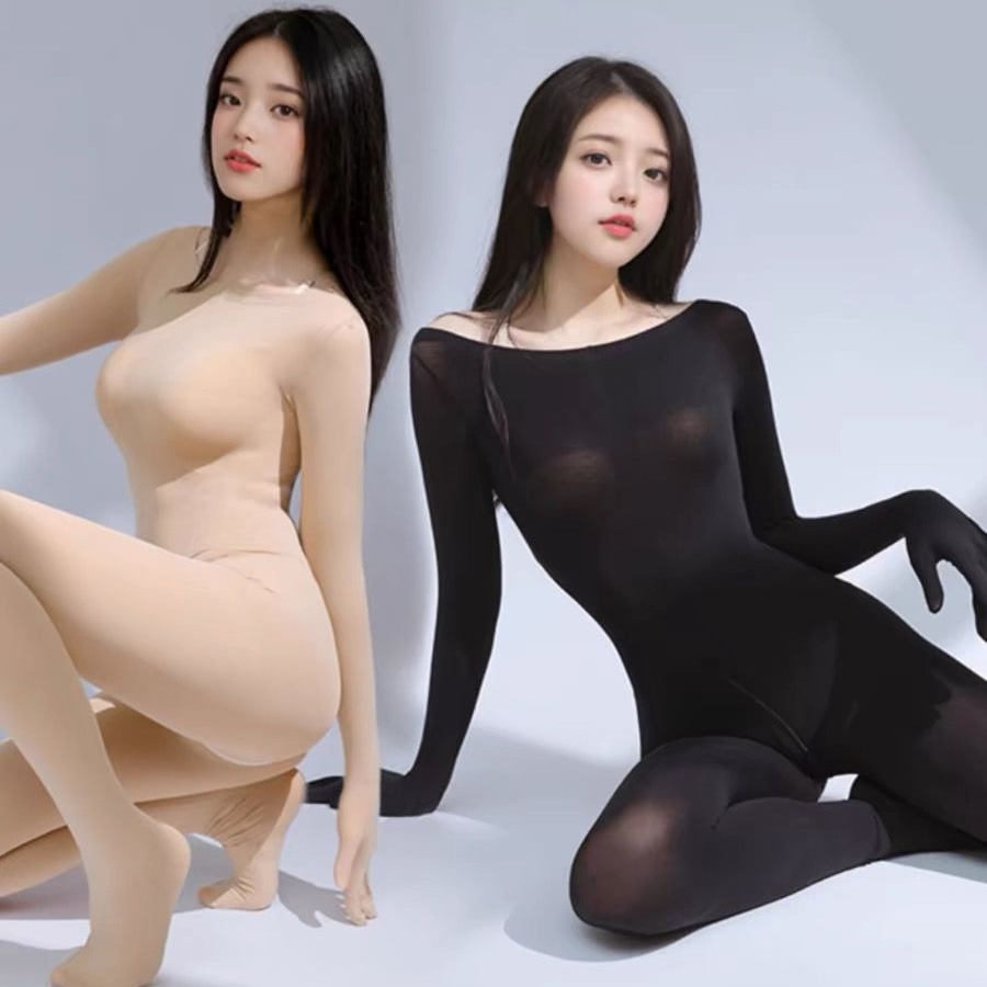 全身袜连裤伪娘大码连体丝袜情调男女性感透明开档拉链连身全包袜
