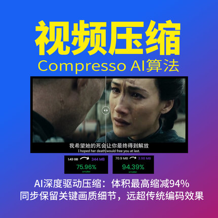 Compresso视频AI压缩软件高清无损avi mov mp4格式转换裁剪合并
