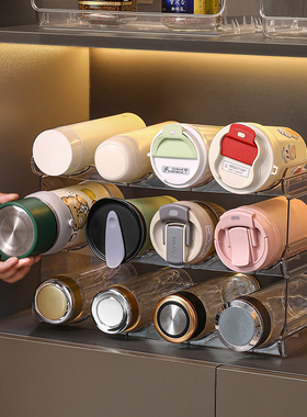 水杯收纳架家用客厅柜内亚克力保温杯子杯架桌面防尘大容量置物架