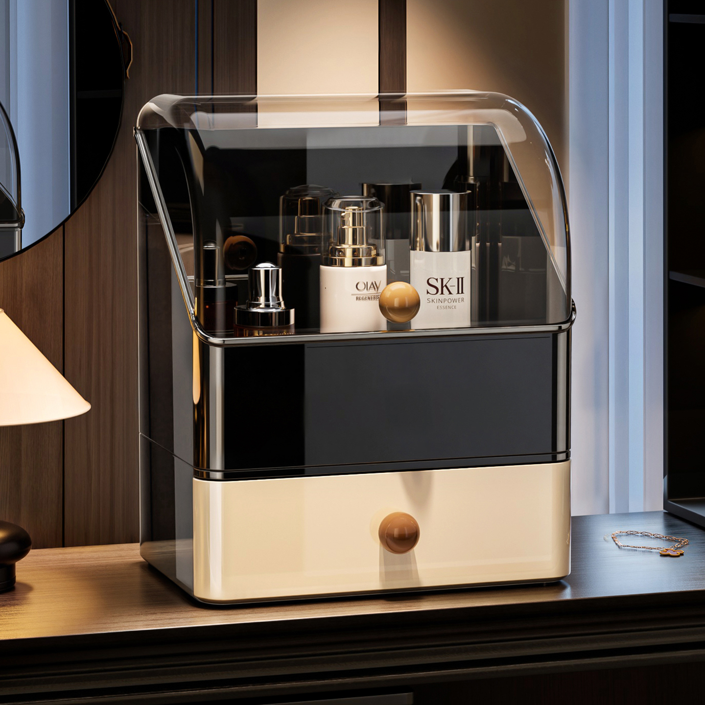 化妆品收纳盒中古风抽屉式置物架