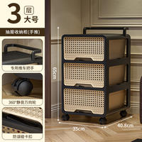 Chinese-style snack cart shelf, no installation required, living room mobile multi-layer storage cabinet, home bedroom bedside table thumbnail 2