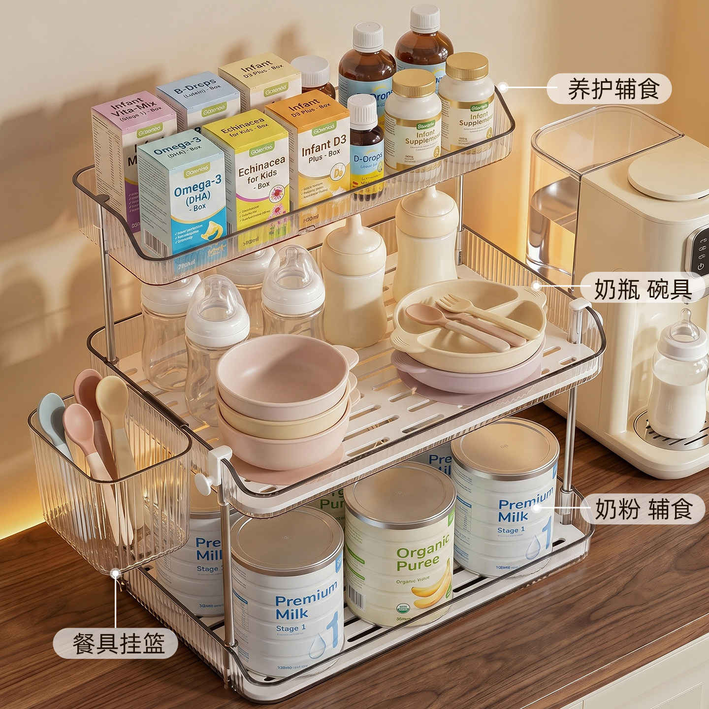 奶瓶置物架宝宝餐具沥水收纳盒图片