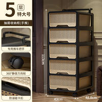 Chinese-style snack cart shelf, no installation required, living room mobile multi-layer storage cabinet, home bedroom bedside table thumbnail 8