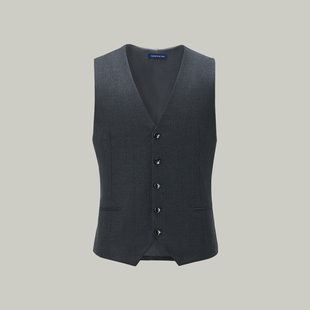 背心黑色V领深灰暗纹马夹 西服男士 澳嘉马甲男羊毛商务正装 修身