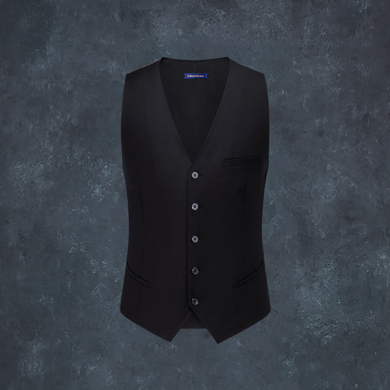 【VBC进口】羊毛西装背心男黑色职业正装新郎结婚礼服男士马甲
