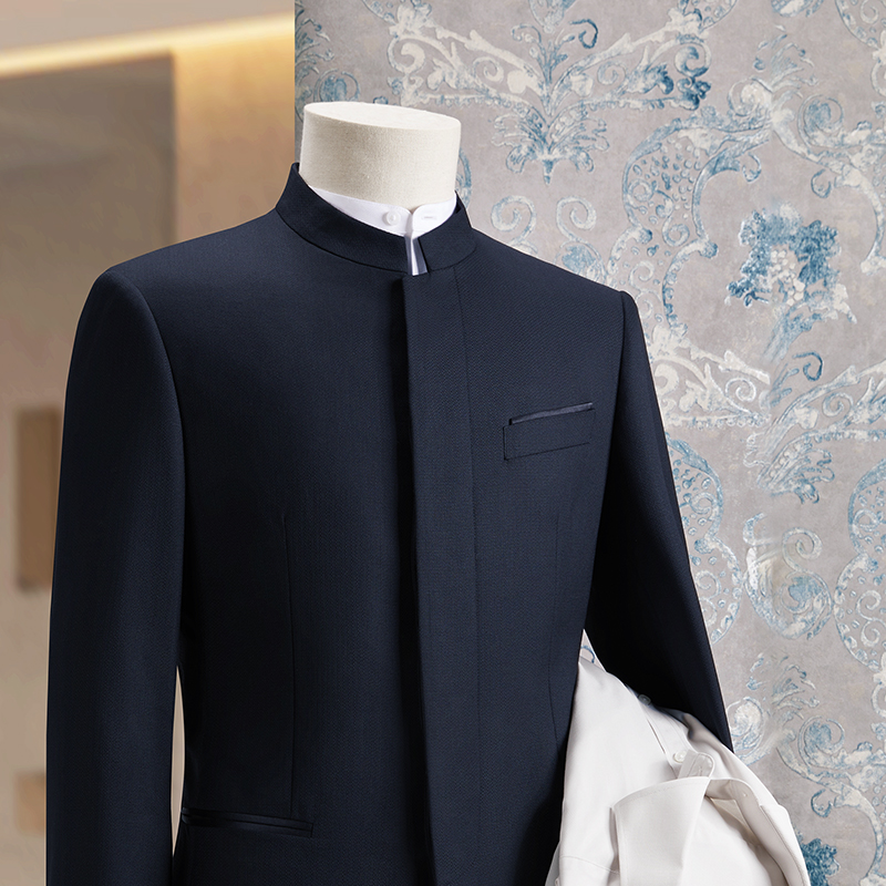 澳嘉初剪羊毛中山装西服男士