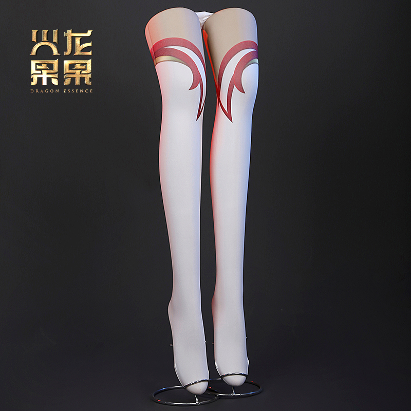 thumbnail for Dragon fruit print socks tights Genshin League of Legends Machu la la cosplay