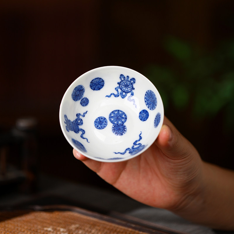 景德镇手绘釉下彩柴窑主人杯