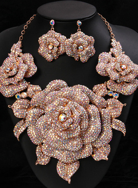 新娘结婚礼服欧美水晶宝石花卉