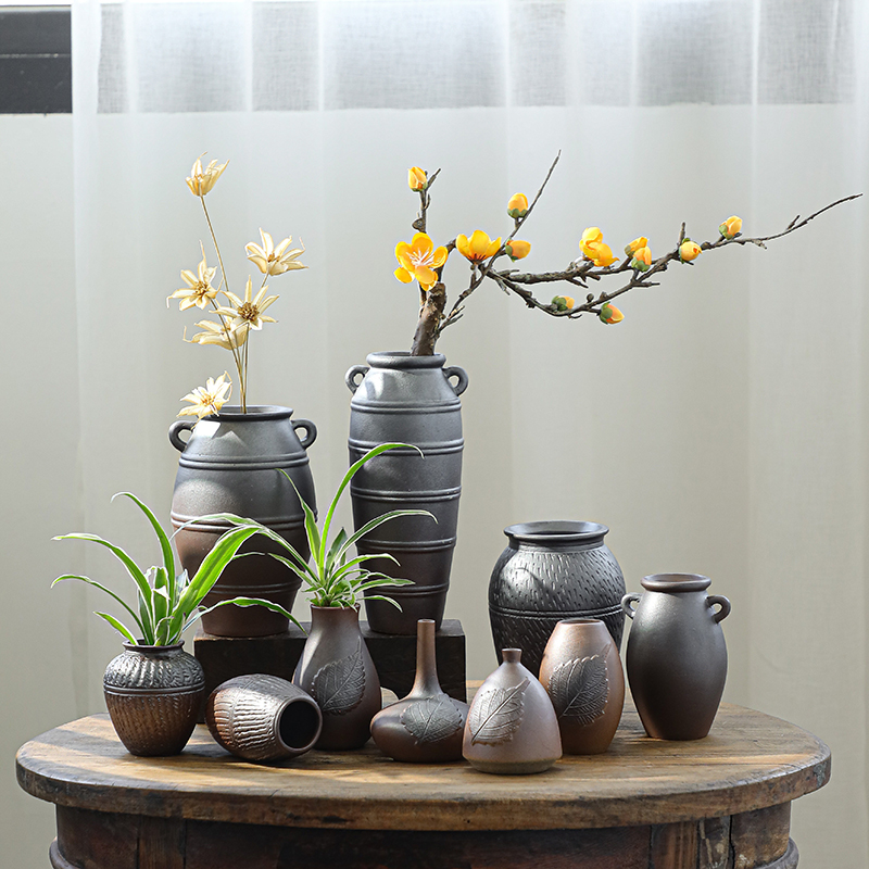 陶瓷复古花插小花瓶装饰摆件家居饰品简约电视柜客厅水培插花创意