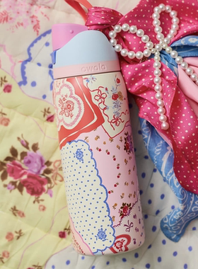 Owala联名UO新款手帕Hankie印花保温保冷水壶FreeSip双饮吸管杯子