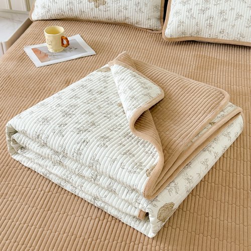 2025新A类四季可用A版全棉纯棉B版牛奶绒单件夹棉炕盖床盖三件套